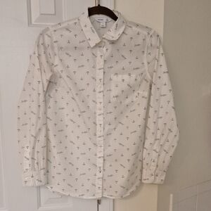 Old Navy White Anchor Pattern Shirt